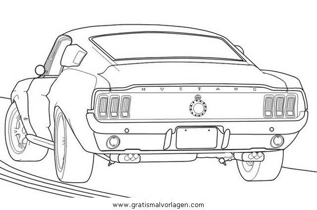 Ausmalbilder Ford Mustang
 ford mustang 3 gratis Malvorlage in Autos2