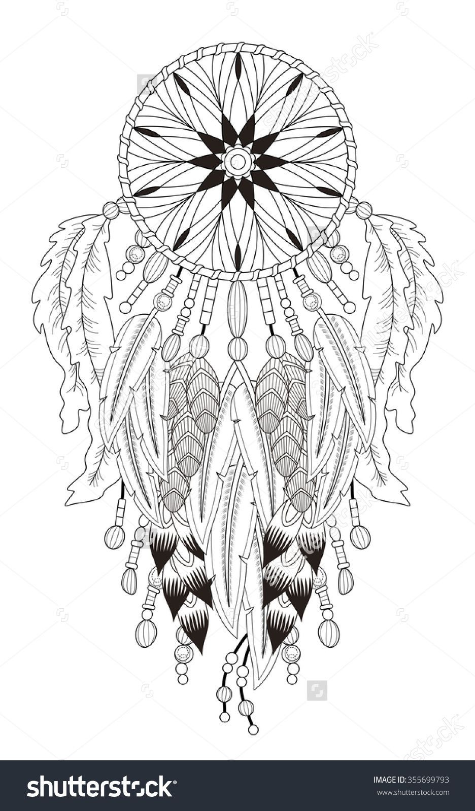 Ausmalbilder Für Erwachsene Traumfänger
 dreamcatcher coloring page Shutterstock