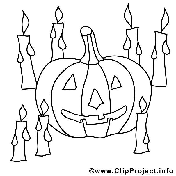 Ausmalbilder Halloween Kürbis
 Halloween Malvorlage kostenlos mit Kerzen und Kuerbis