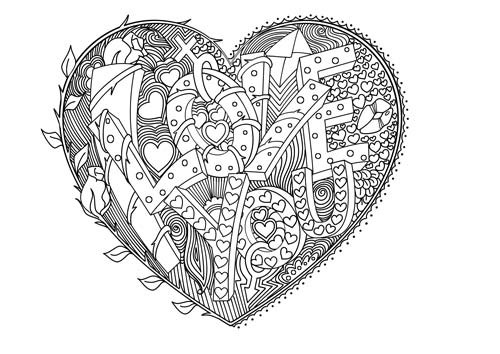 Ausmalbilder I Love You
 Ausmalbilder für Erwachsene Herz – Valentines – Weihnachten