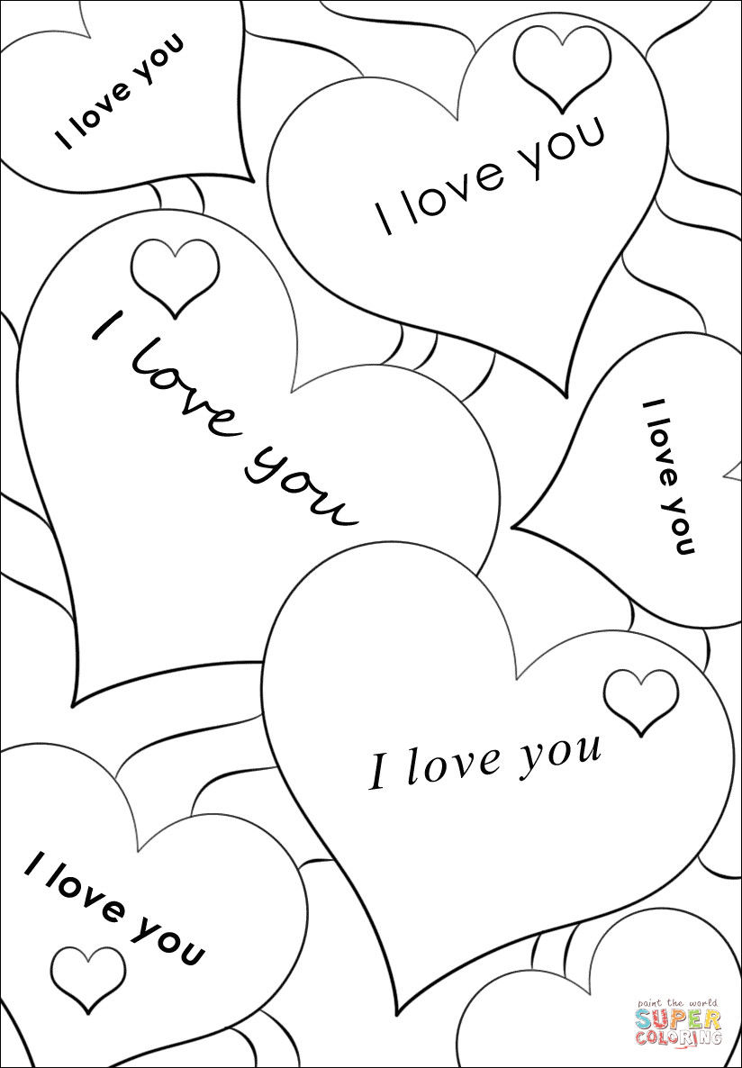 Ausmalbilder I Love You
 I Love You Hearts coloring page