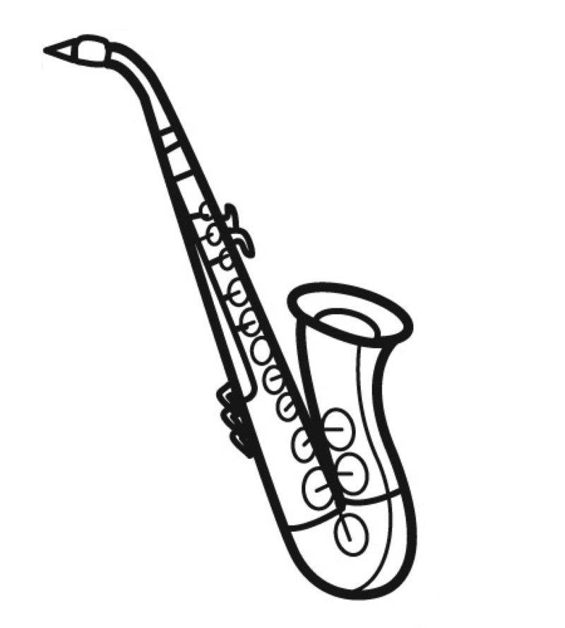 Ausmalbilder Instrumente
 Kostenlose Malvorlage Musik Saxophon zum Ausmalen