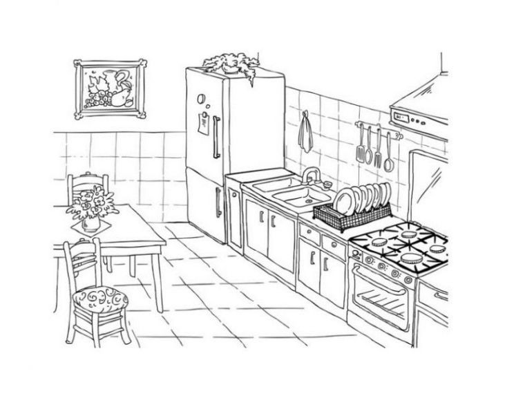 Ausmalbilder Küche
 Ausmalbilder zum Drucken Malvorlage Küche kostenlos 1