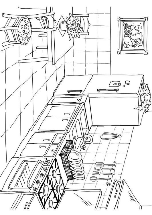 Ausmalbilder Küche
 Malvorlage Küche