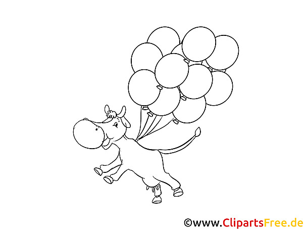 Ausmalbilder Luftballons
 Malvorlage Kuh fliegt mit Luftballons