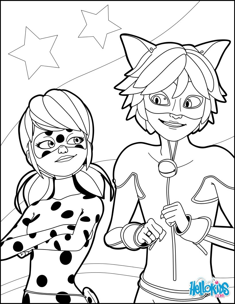 Ausmalbilder Miraculous
 Ladybug und chat noir zum ausmalen de hellokids