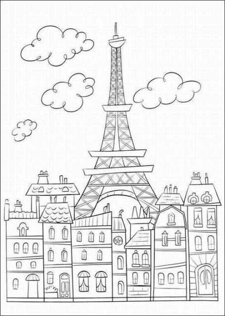 Ausmalbilder Paris
 Malmichaus Ausmalbild Malvorlage Eiffelturm in Paris 2