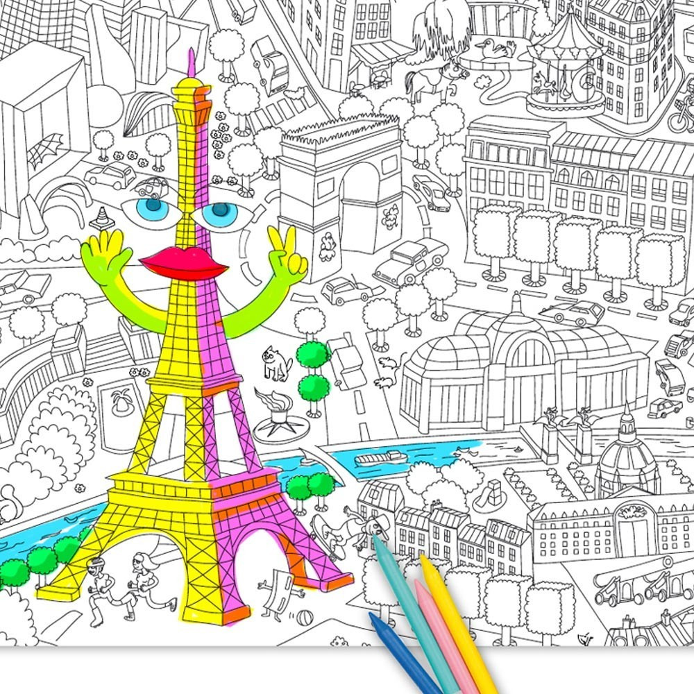 Ausmalbilder Paris
 Poster gigante Paris para colorear Omy Juguetes y Hobby