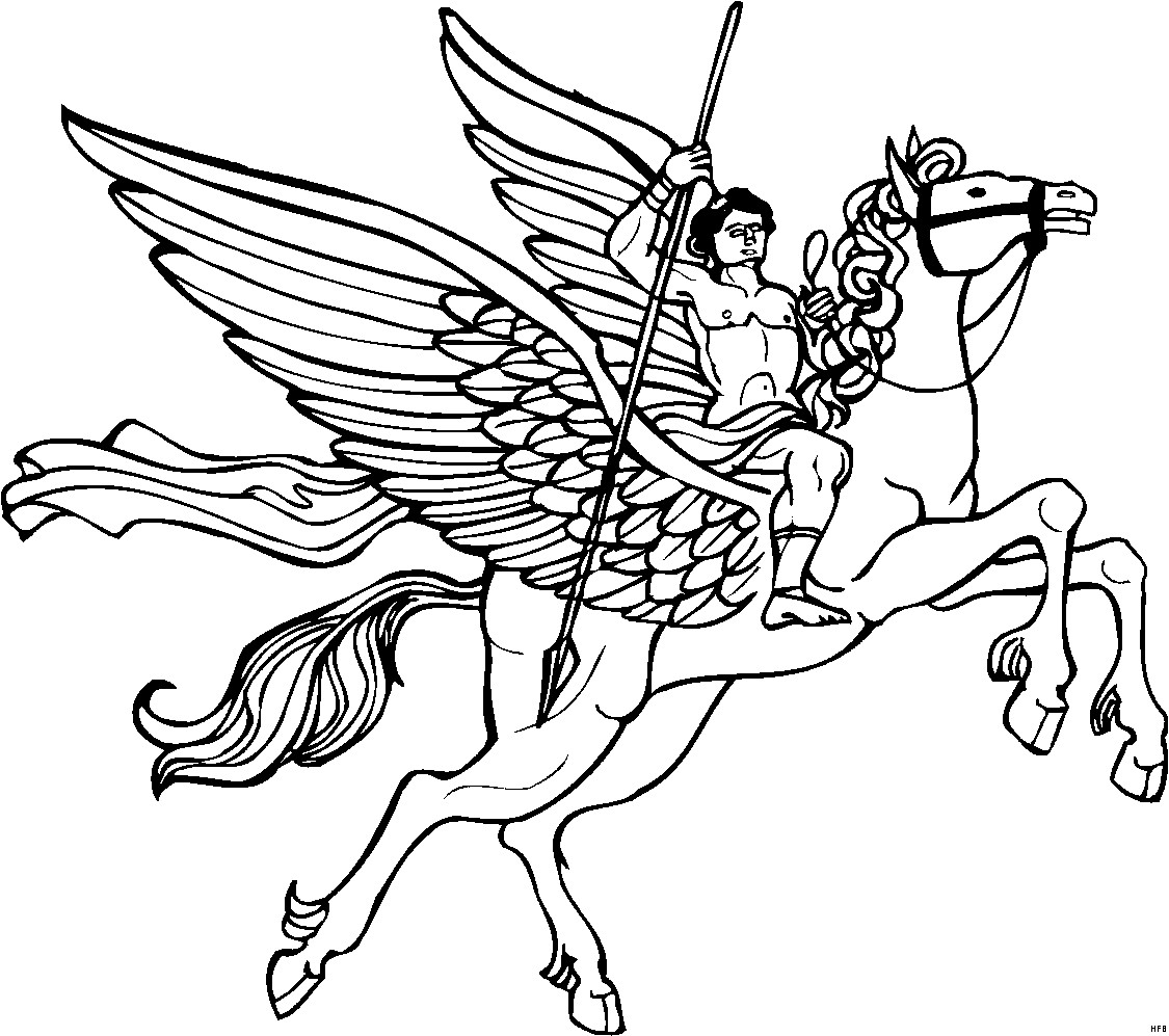Ausmalbilder Pegasus
 Herkules Mit Pegasus Ausmalbild & Malvorlage Phantasie