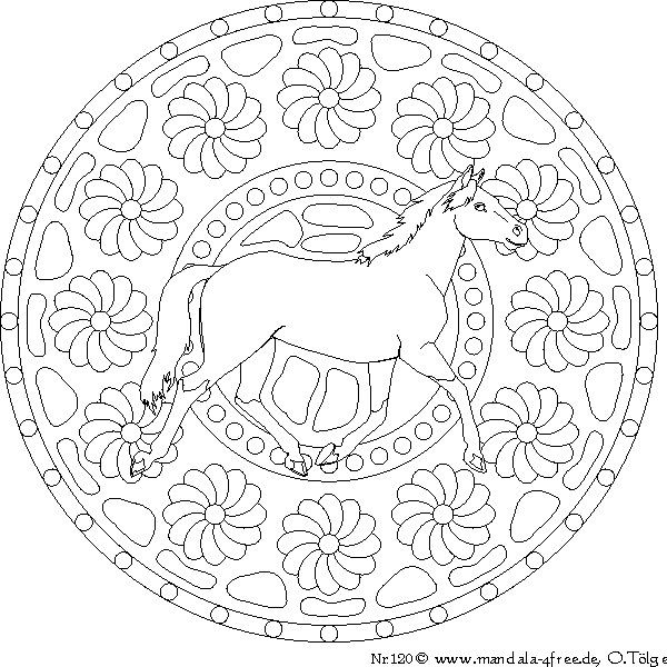 Ausmalbilder Pferde Mandala
 Mandala 120 coloring 3