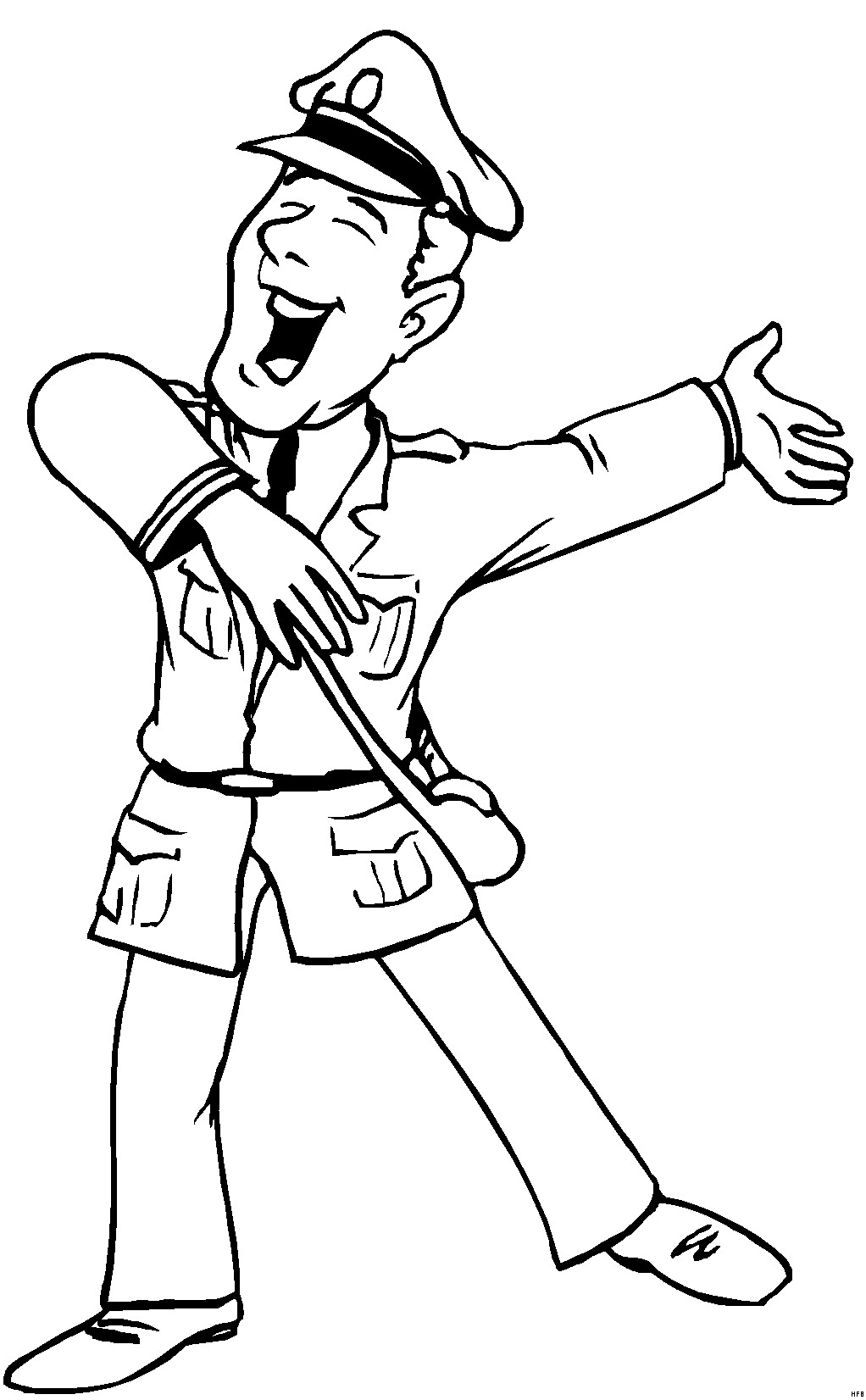 Ausmalbilder Polizist
 Singender Polizist Ausmalbild & Malvorlage ics