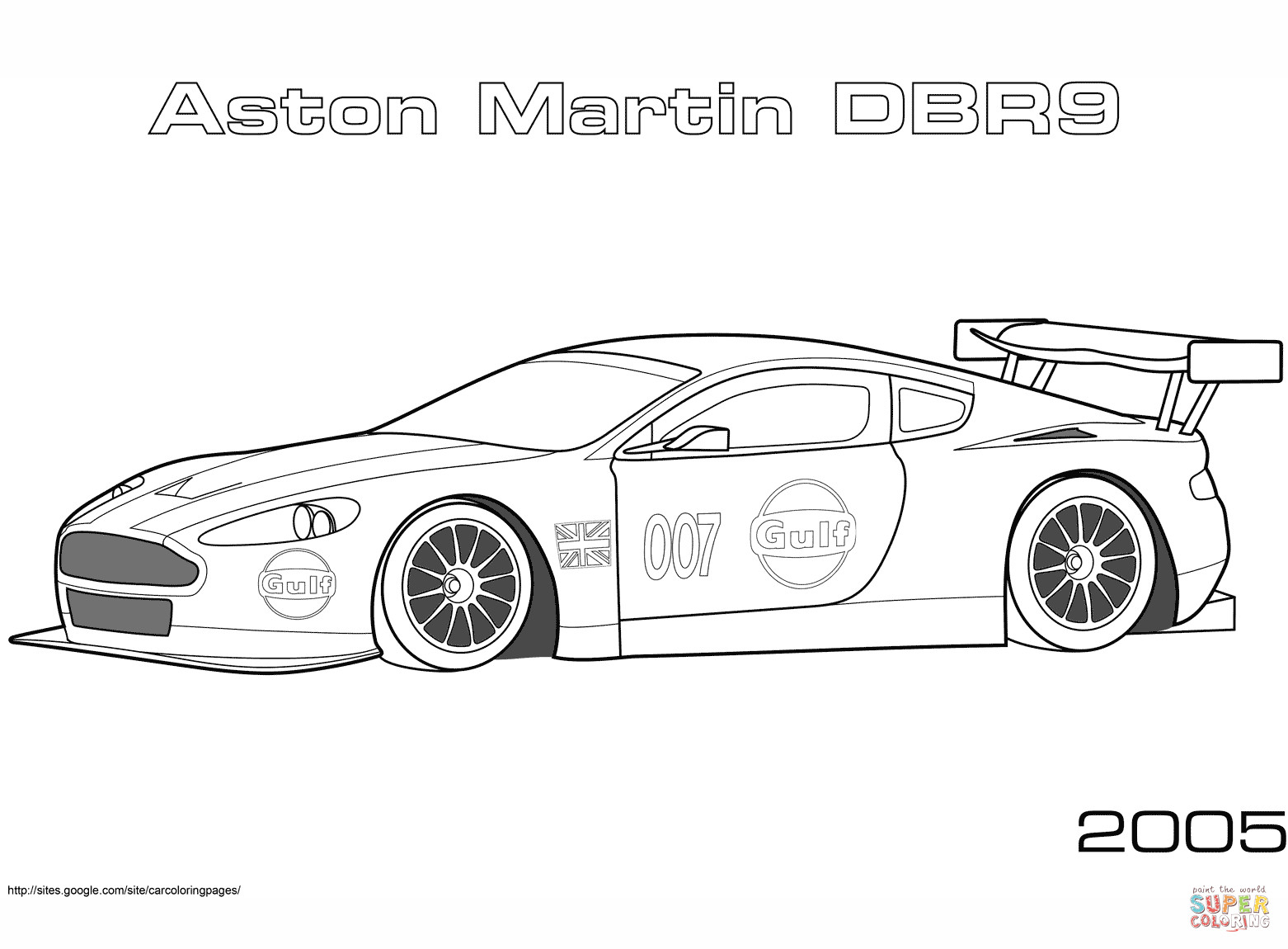 Ausmalbilder Rennautos
 Ausmalbild 2005 Aston Martin DBR9