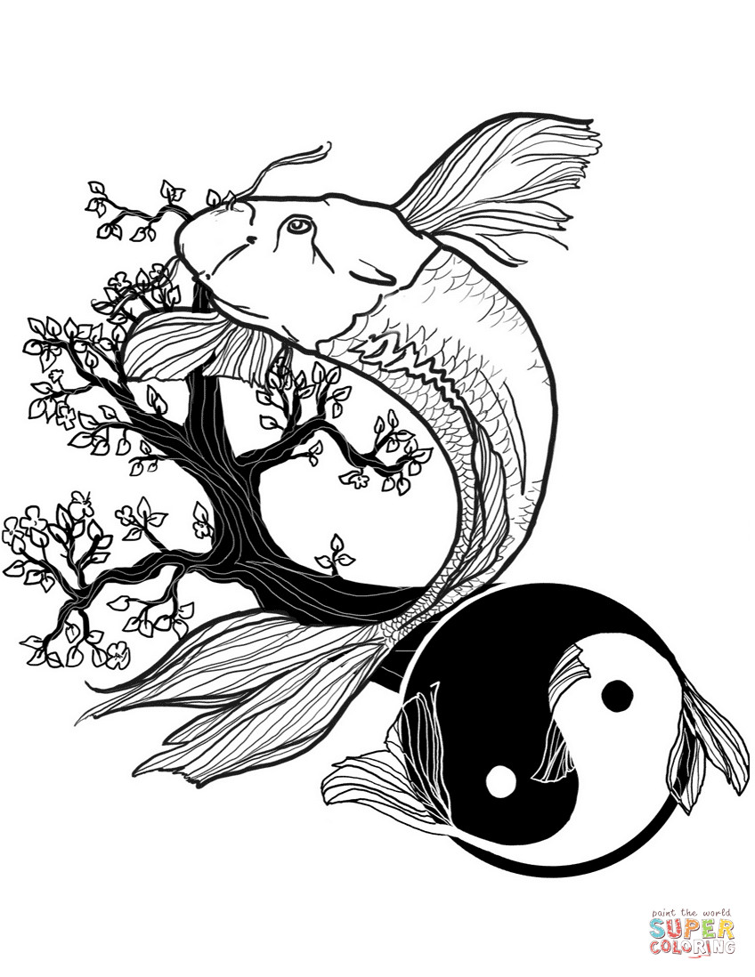 Ausmalbilder Tattoo
 Fish Yin and Yang Tattoo coloring page