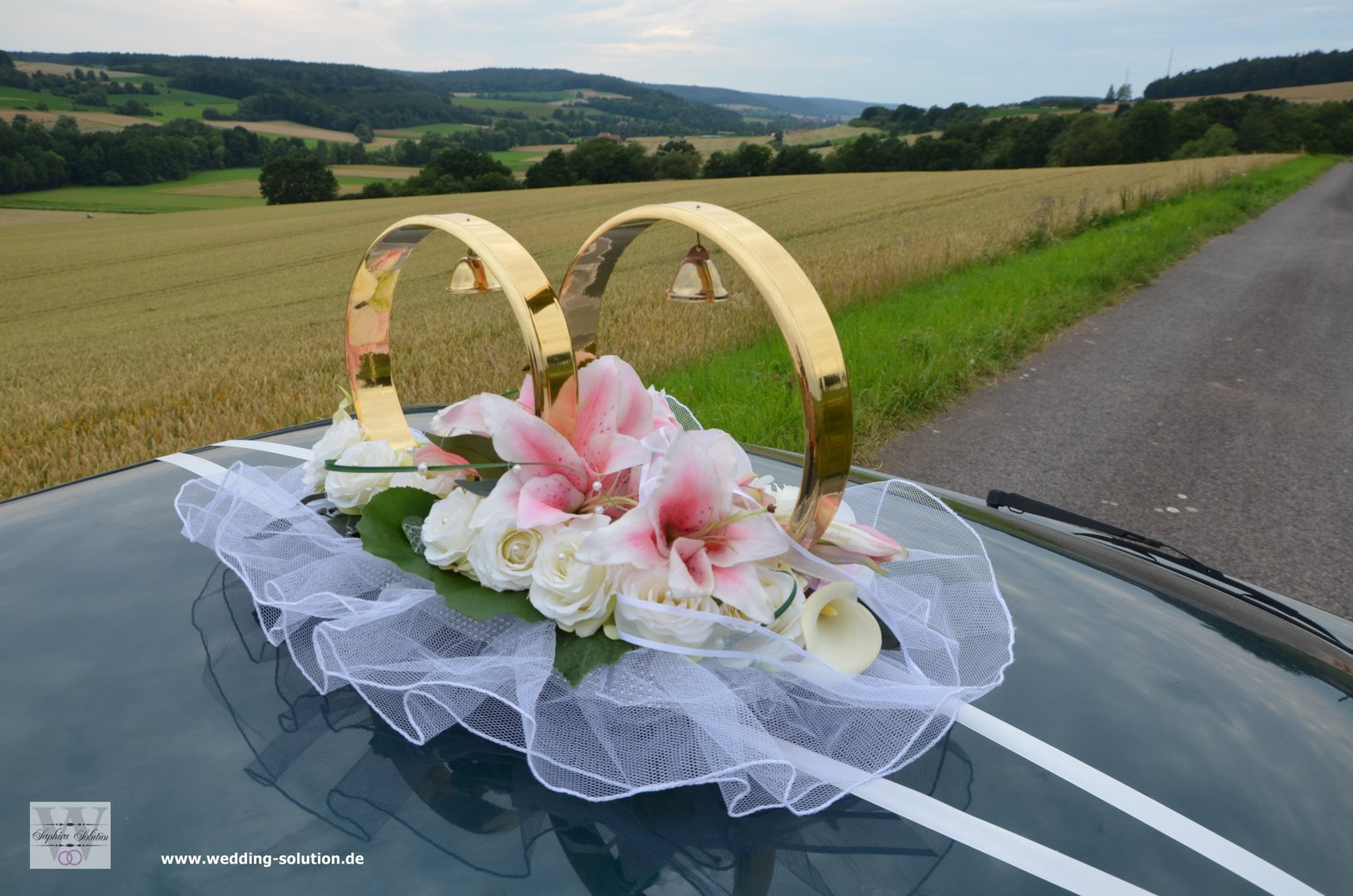 Autodeko Hochzeit
 Autoschmuck Autodeko Hochzeit Blumengesteck Premium Ringe