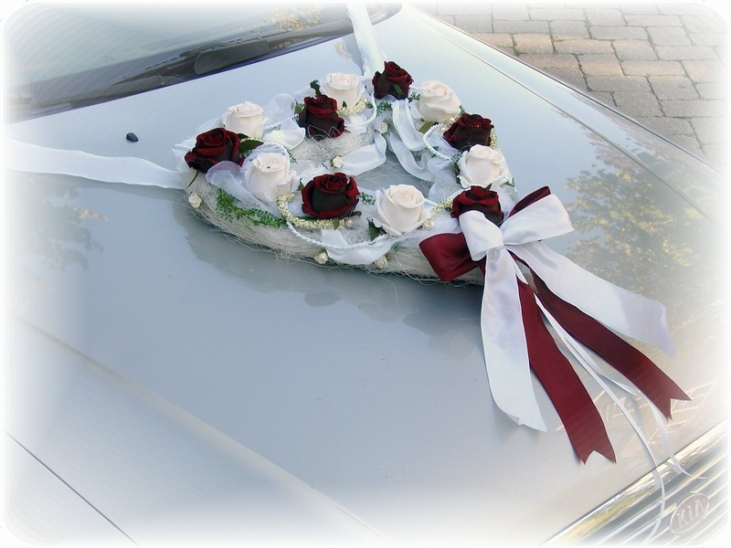 Autodeko Hochzeit
 3 teilig Autoschmuck Autodeko Hochzeit Bordeaux Deko