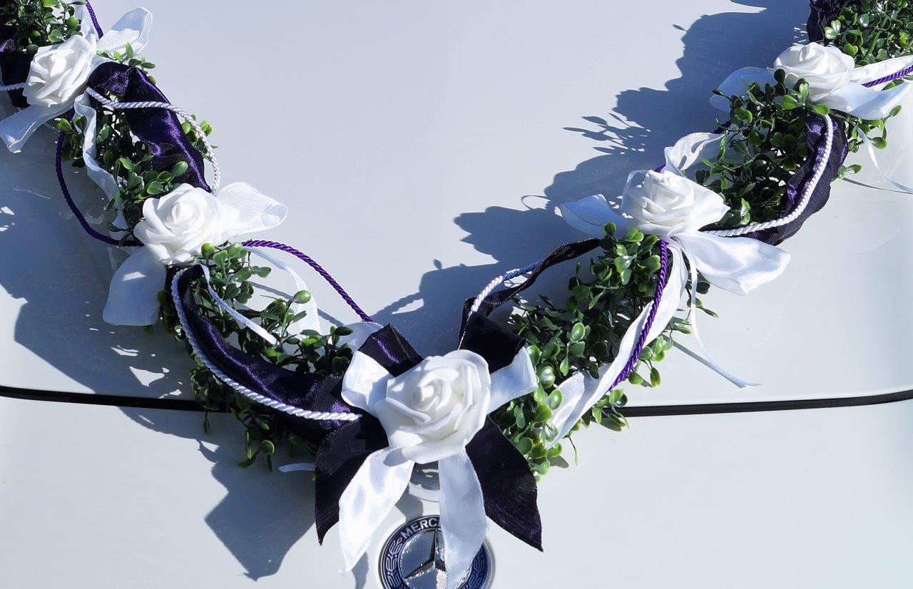 Autogirlande Hochzeit
 Unser schönster Tag Autoschmuck Autogirlande