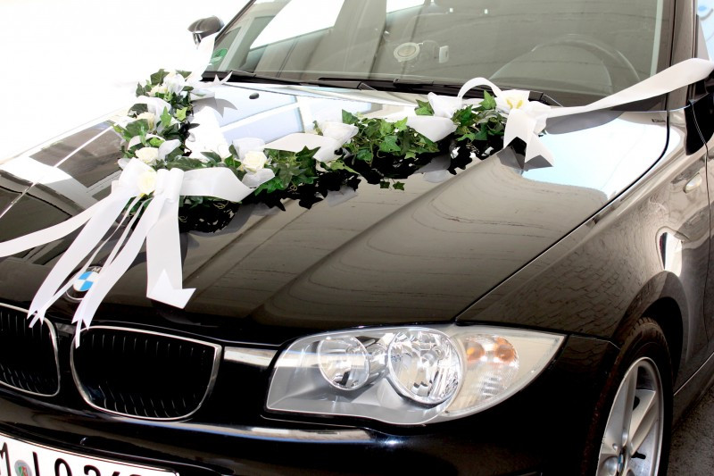 Autogirlande Hochzeit
 Autoschmuck Weiß Autodeko Hochzeit Autogirlande