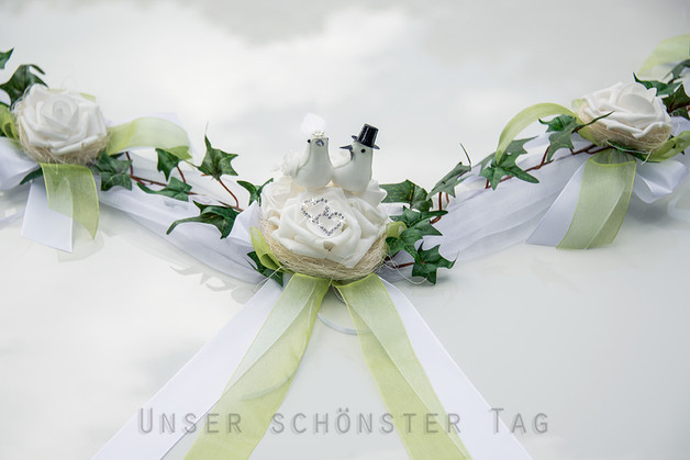 Autogirlande Hochzeit
 Accessoires 6tlg Autoschmuck Autogirlande Hochzeit weiß