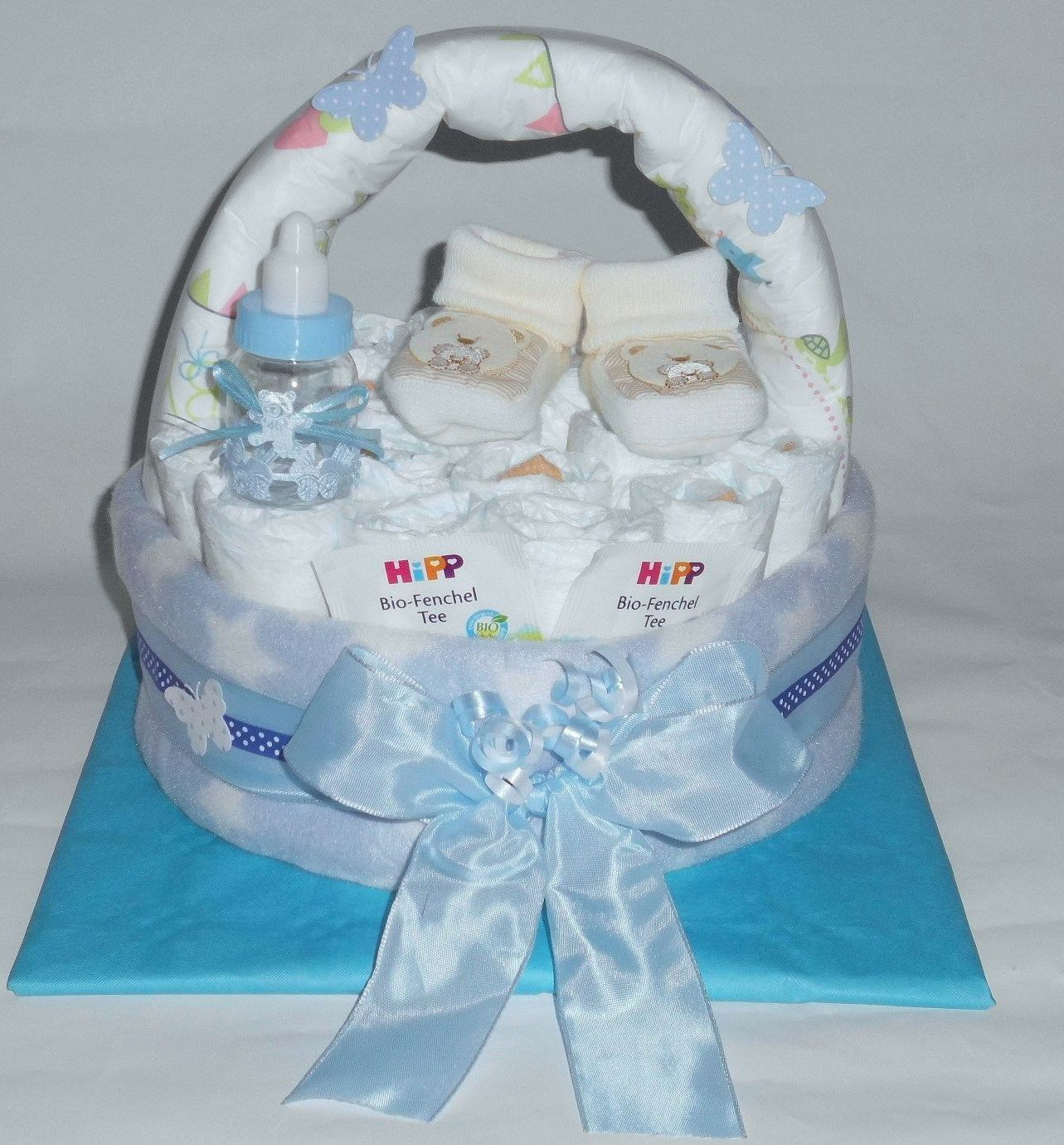 Baby Geschenke Gratis
 Windelgeschenk Windeltorte Körbchen Baby Junge