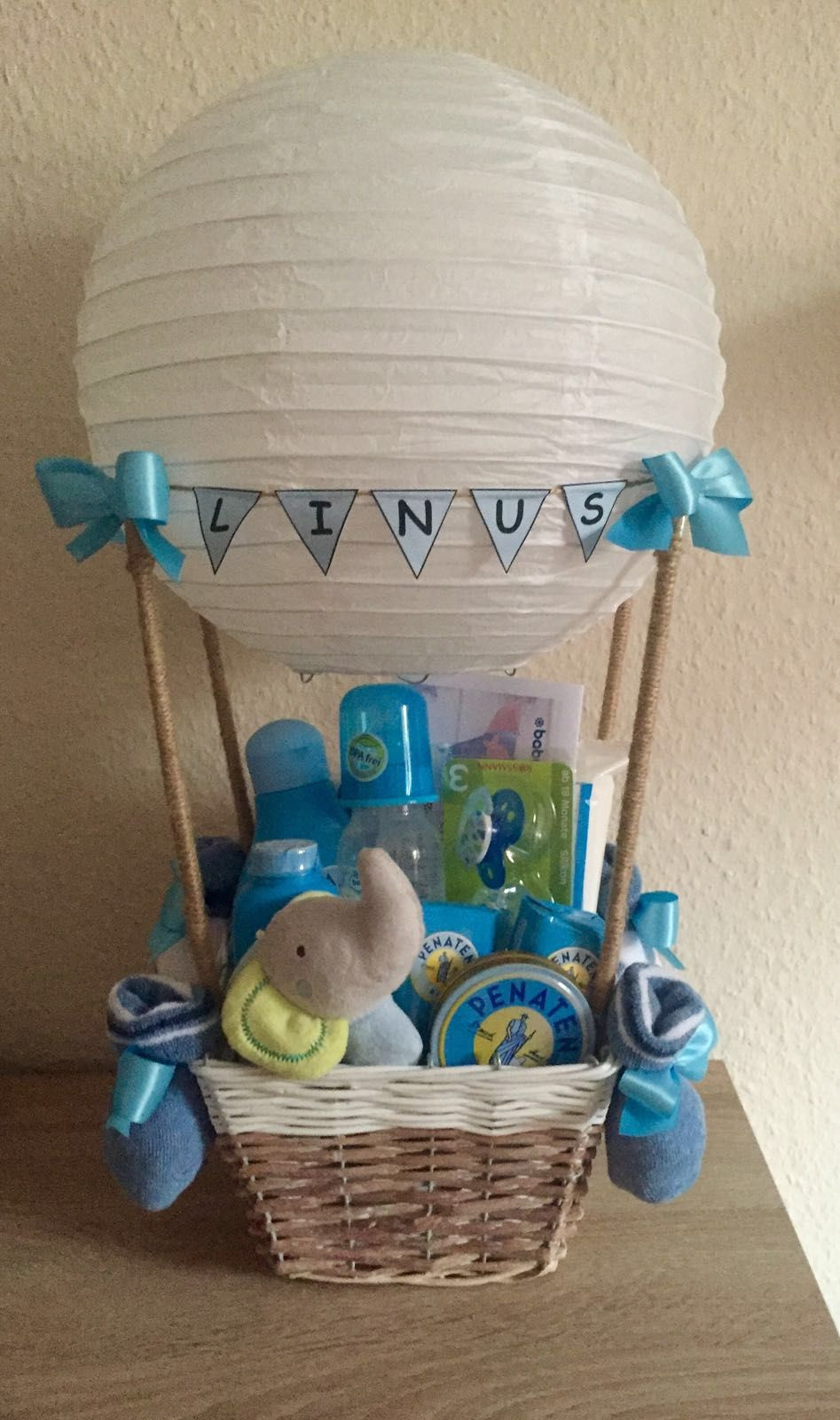 Baby Shower Geschenke
 Geschenk zur Geburt Heißluftballon Unser Baby