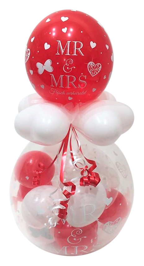 Ballon Hochzeit
 Ballon Geschenk Hochzeit Mr and Mrs Farbe rot weiß