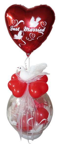 Ballon Hochzeit
 Geschenk im Ballon Hochzeit rot Taube Geldgeschenk im