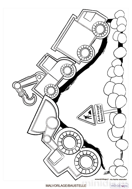 Baustelle Ausmalbilder
 Baustellenfahrzeuge Minidrops