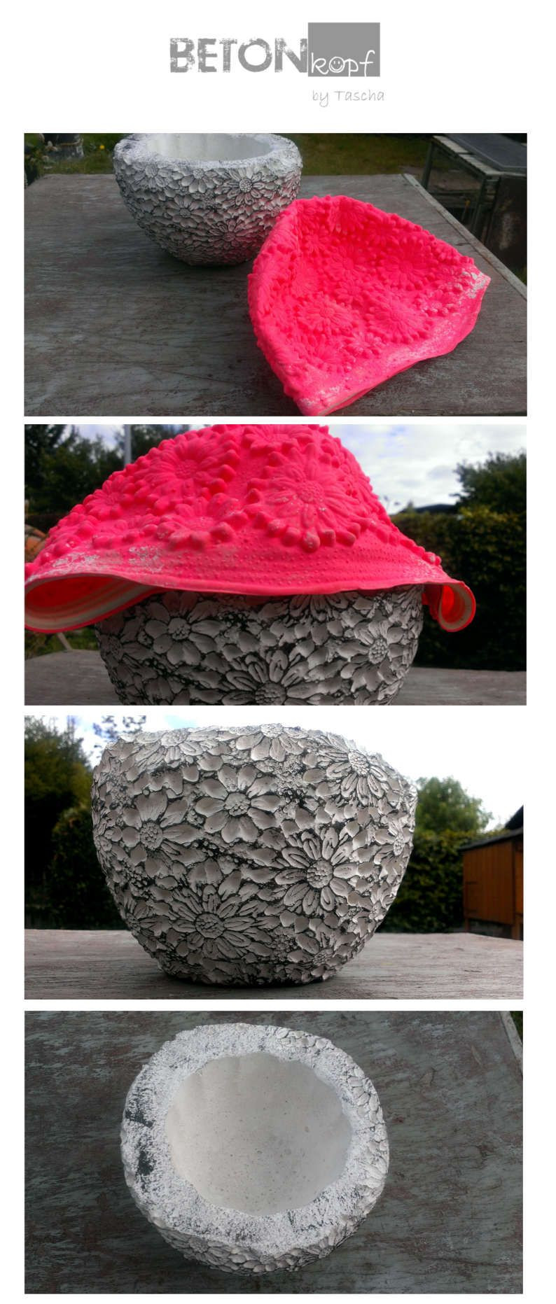 Beton Blumentopf Diy
 concrete planter out of a bathing cap concrete crafts