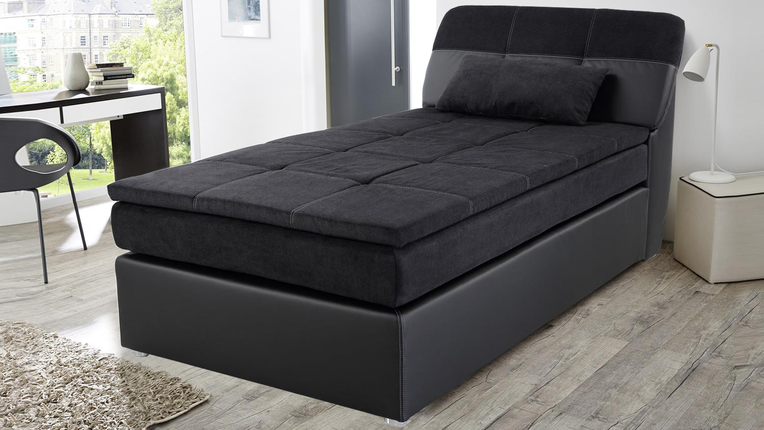 Bett 120x200
 Boxspringbett ODESSA 120x200 Bett in schwarz mit Topper