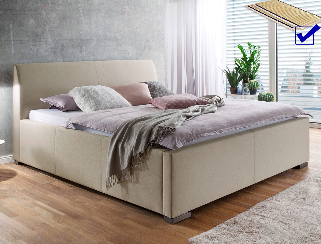 Bett 180x200 Mit Bettkasten
 Polsterbett mit Bettkasten Larissa 180x200 beige Bett