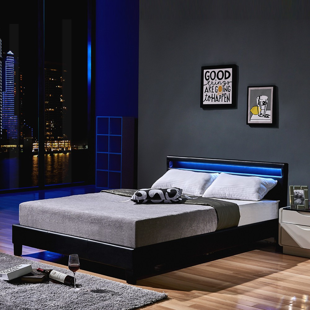 Bett Mit Led
 LED Bett Astro 140 x 200 Schwarz Klassisches Bett