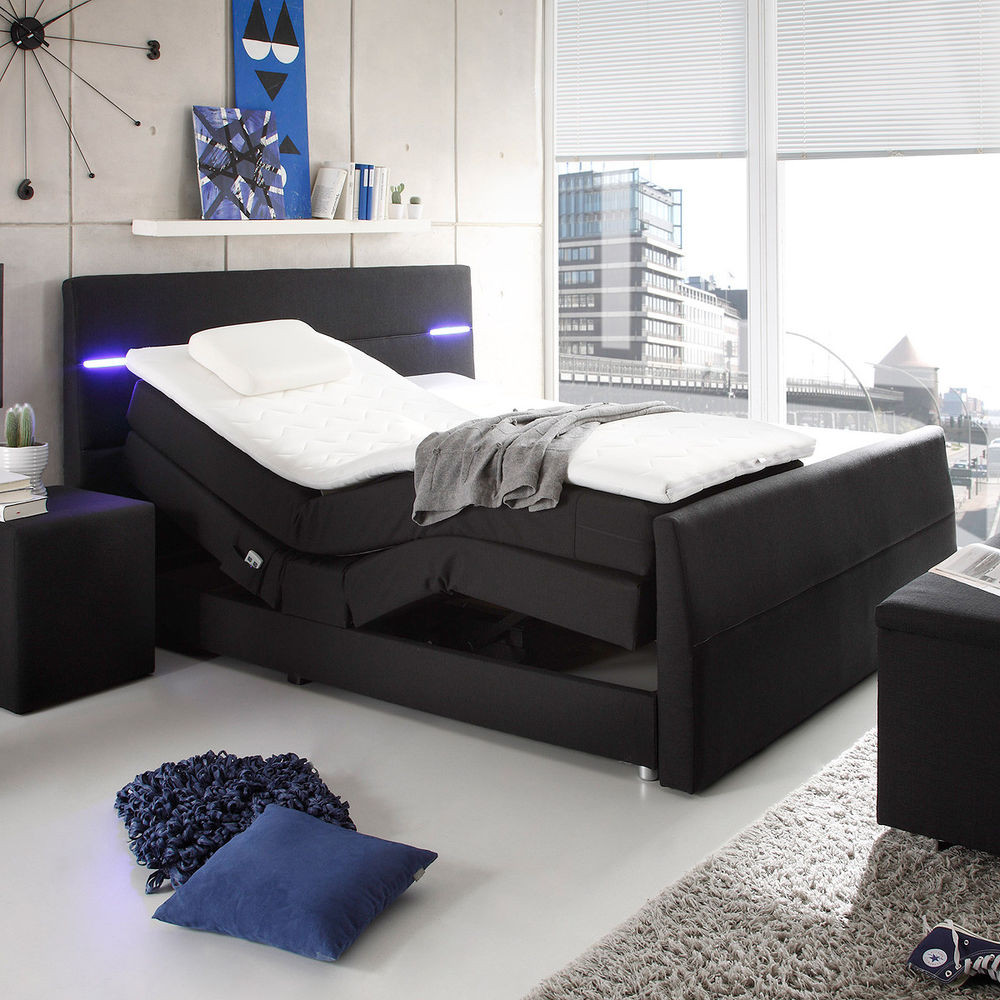 Bett Mit Led
 Boxspringbett Nebraska Bett Doppelbett in schwarz mit