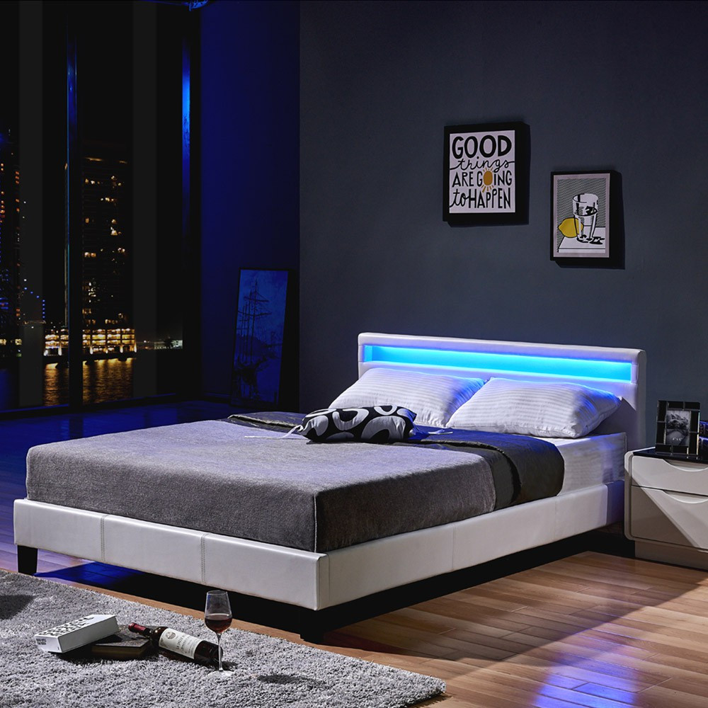 Bett Mit Led
 LED Bett Astro 140 x 200 Weiß Klassisches Bett