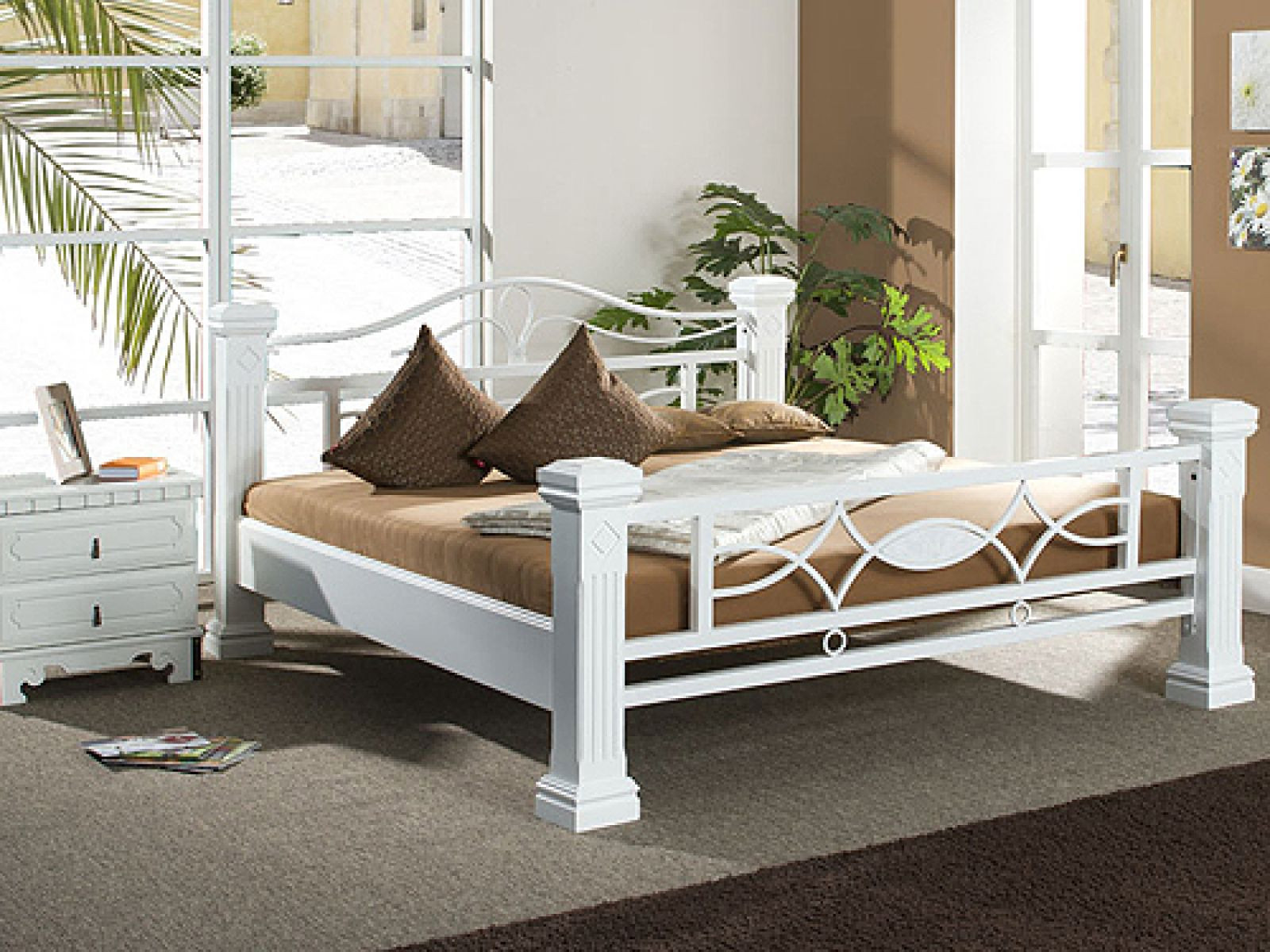 Bett Weiß 180x200
 Bett weiß Holzbett 180x200 Betten Möbel BYZANZ SNOW