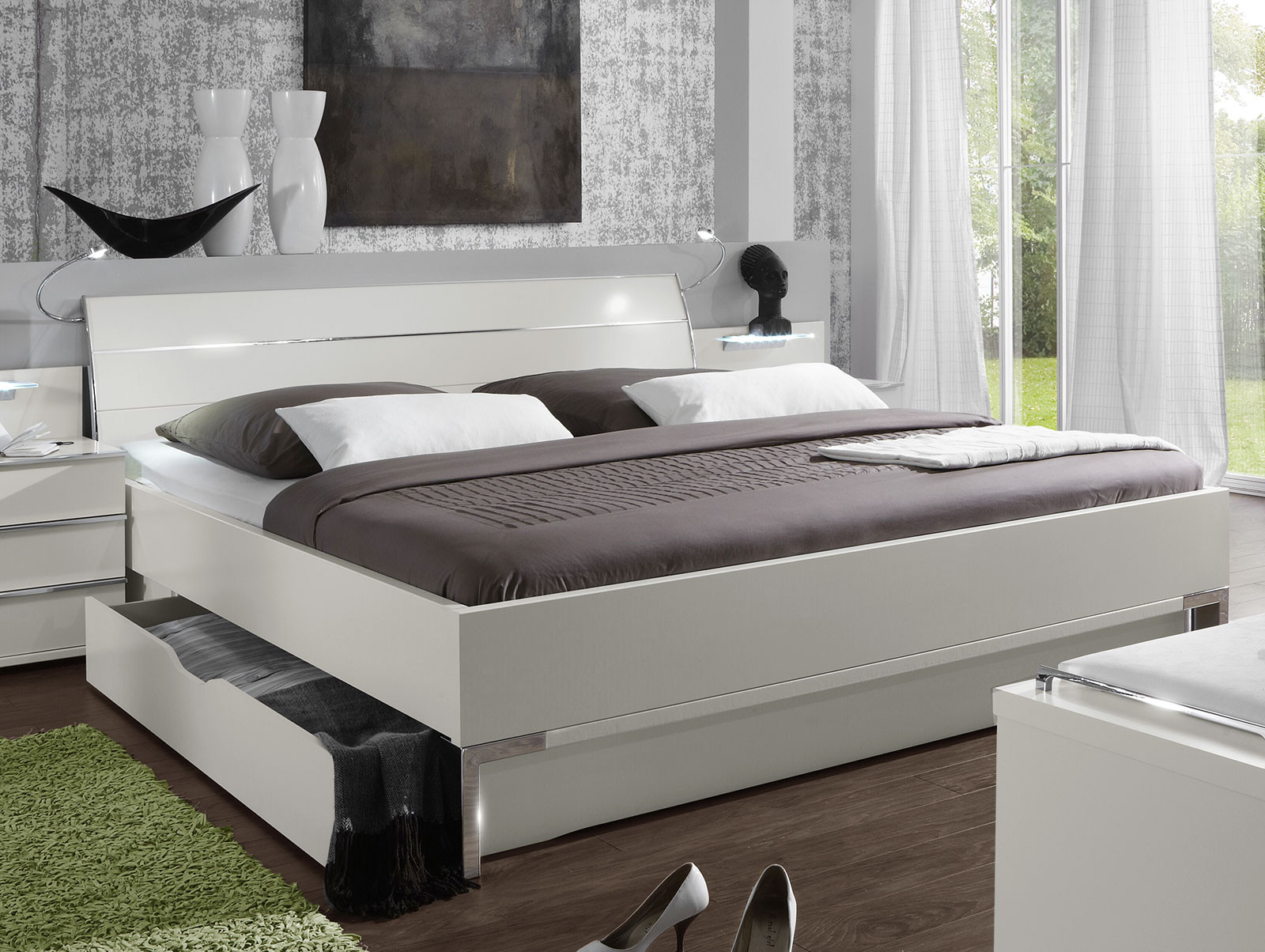 Betten De
 Modernes Schubkasten Doppelbett in Weiss Salford I BETTEN