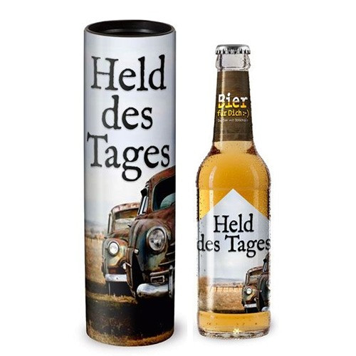 Bier Geschenke
 Bier Geschenk Spruch Held des Tages
