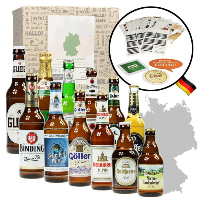 Bier Geschenke
 Deutsches Bier 12 teilige Geschenkbox deutscher Braukunst