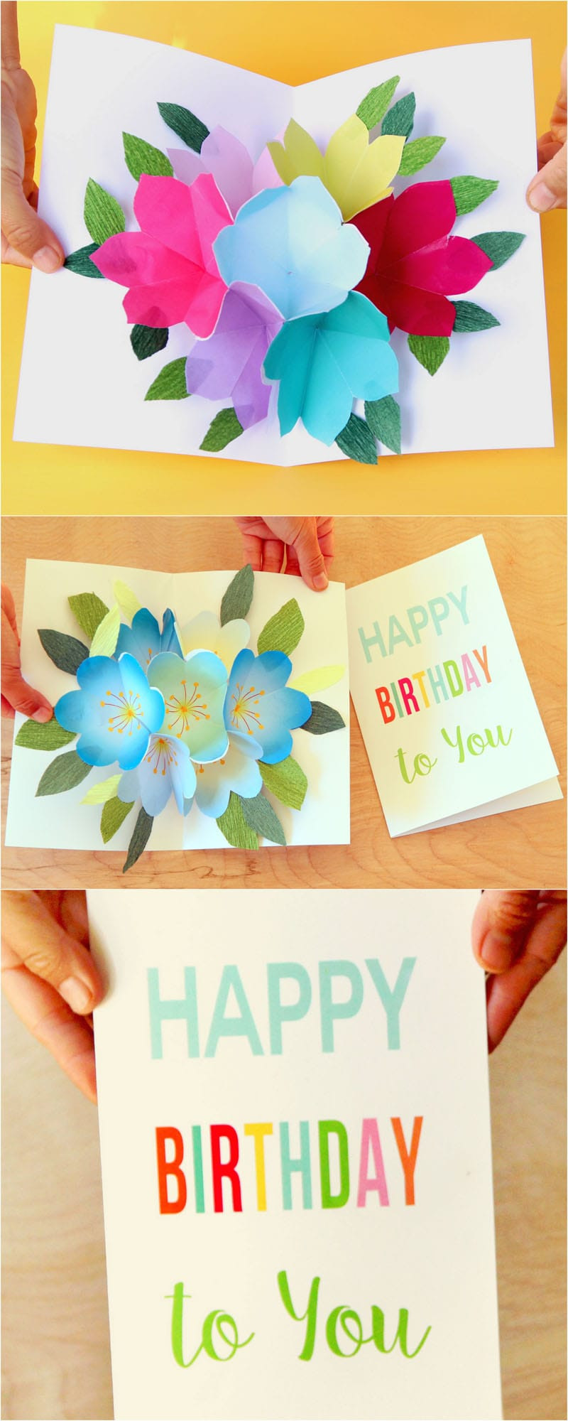Birthday Card Diy
 Free Printable Happy Birthday Card with Pop Up Bouquet A