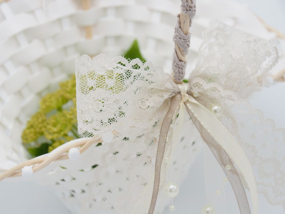 Blumenkörbchen Hochzeit
 Blumenkörbchen EVA Vintage Hochzeit Streukörbchen Taupe