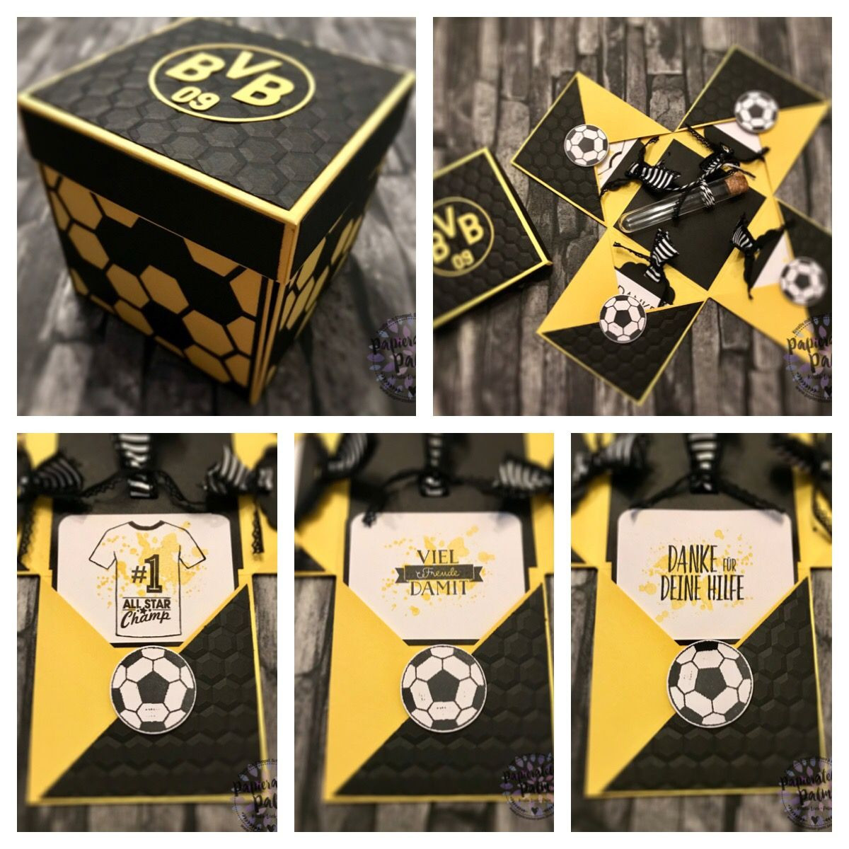 Bvb Geschenke
 Stampin up Explosionsbox BVB Fußball