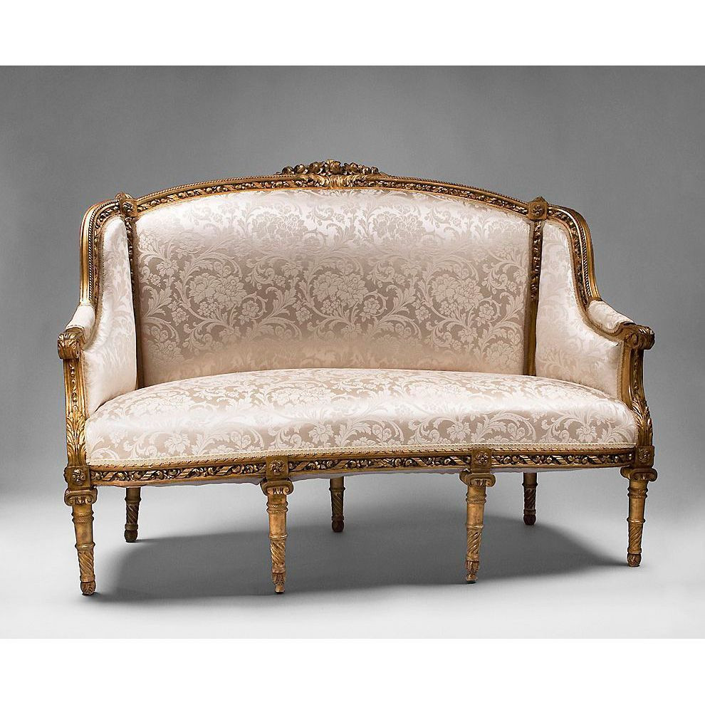 Canape Sofa
 18th C Carved Giltwood Louis XVI Canape a Confidents or