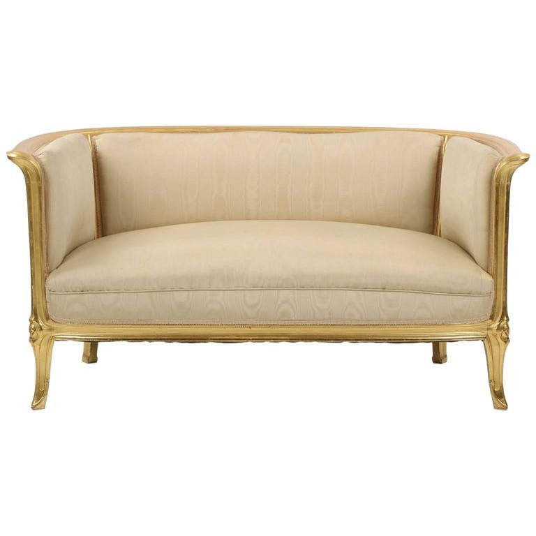 Canape Sofa
 French Art Nouveau Carved Giltwood Antique Canapé Sofa