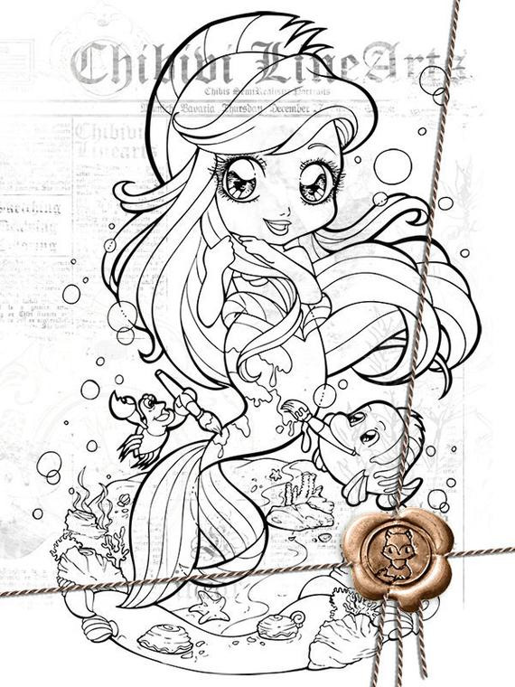 Chibi Ausmalbilder
 Digital Stamp Ariel verkleidet als Fabius LineArt Disney
