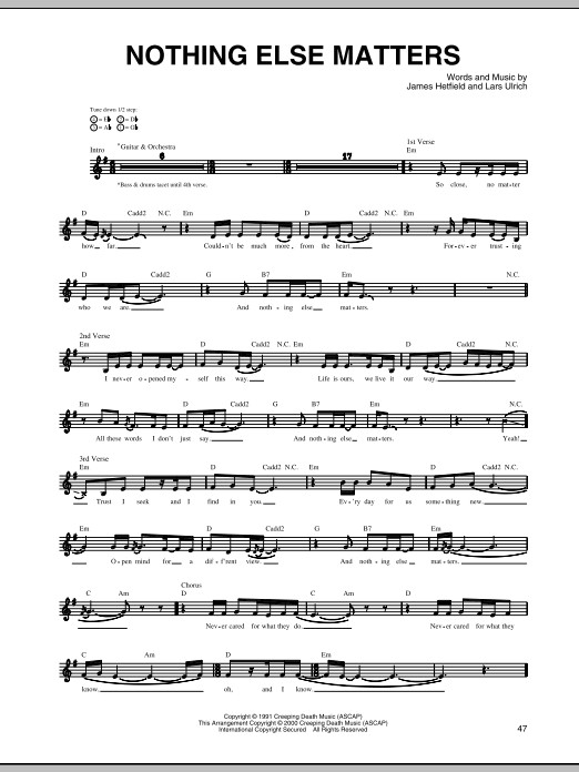 Chords Nothing Else Matters
 Nothing Else Matters by Metallica Bass Tab Guitar