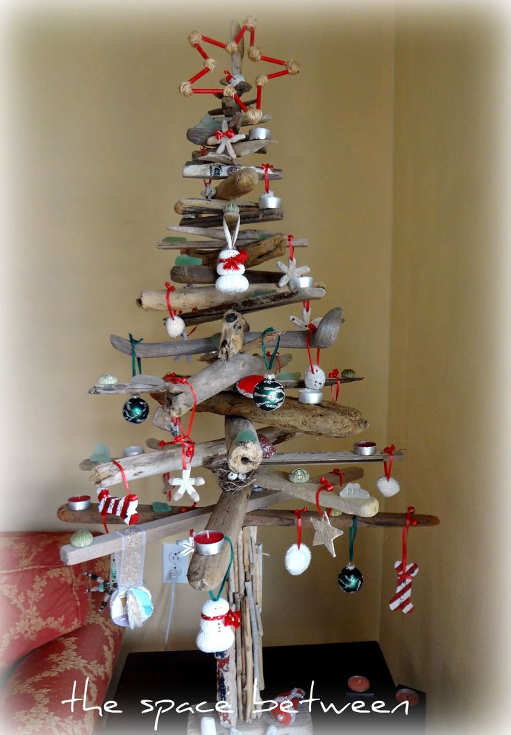 Christmas Tree Diy
 diy driftwood Christmas tree with homemade ornaments