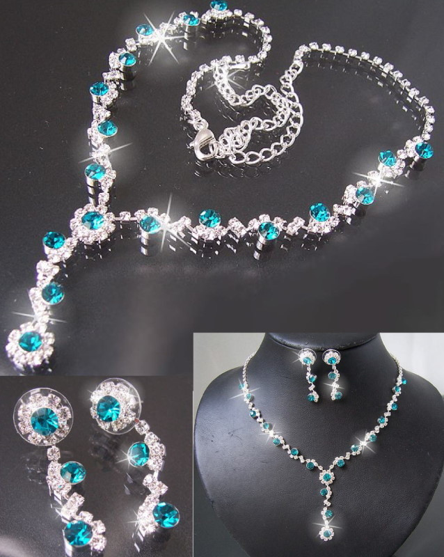 Collier Hochzeit
 Schmuckset Collier Ohrringe Strass Silber Party Schmuck