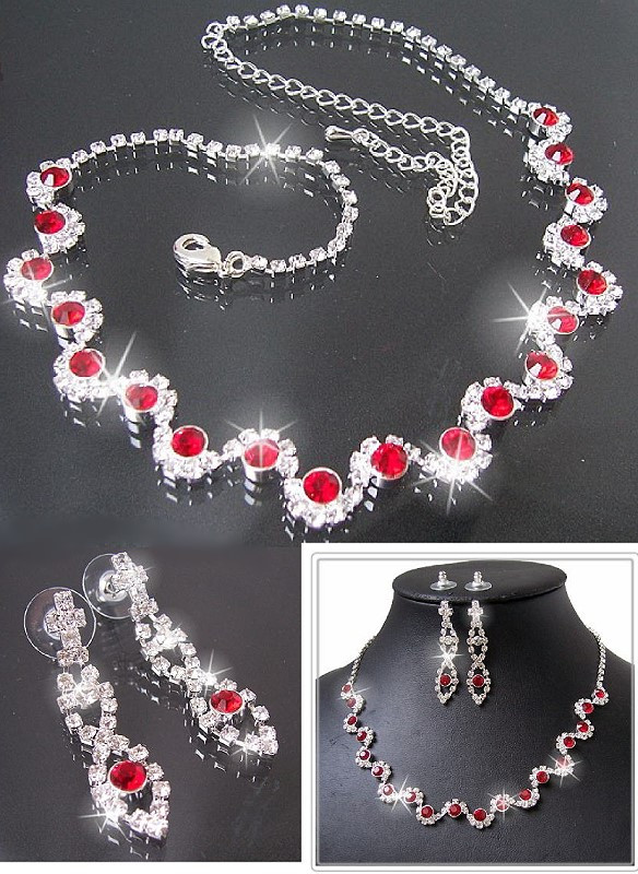 Collier Hochzeit
 Schmuckset Collier Ohrringe Strass Silber Party Schmuck