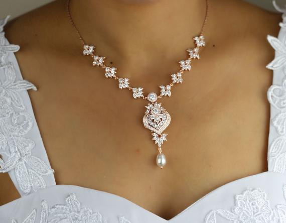 Collier Hochzeit
 Stieg gold Collier Braut Halskette Hochzeit Collier