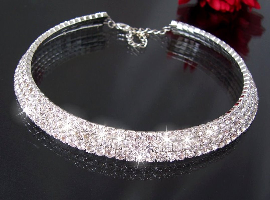 Collier Hochzeit
 Collier Choker Ohrringe Armband Strass Schmuck Halskette