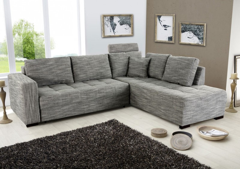 Couch Grau
 Polsterecke Aurum grau 267x221cm Bettfunktion Sofa Couch